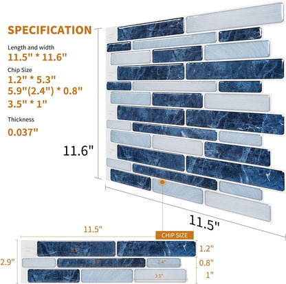 WOWSTAR 10-Sheet Peel and Stick Backsplash Tile for Kitchen Wall, Back Splash Stick On Tiles for Kitchen (12"x 12", Gray)