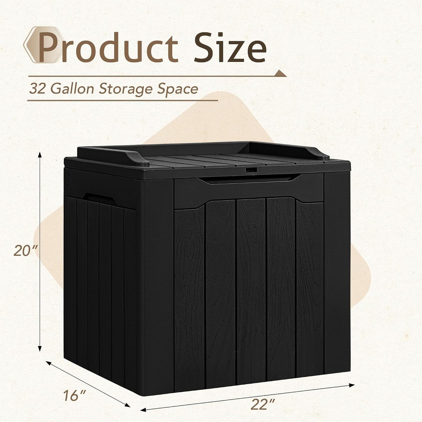 Flamaker Outdoor Storage Box 80 Gallon Resin Waterproof Deck Box Delivery Box with Wood Texture Large Storage Bin for Patio Cushions, (Grey)