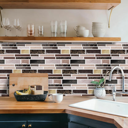 24 Sheet Peel and Stick Tile Backsplash Sticks for Kitchen 10"x 5" Back Splashes Self Adhesive Waterproof Tile Wall Paper for Bathroom Kitchen Backsplash, RV, Fireplace, Black/White Marble Look
