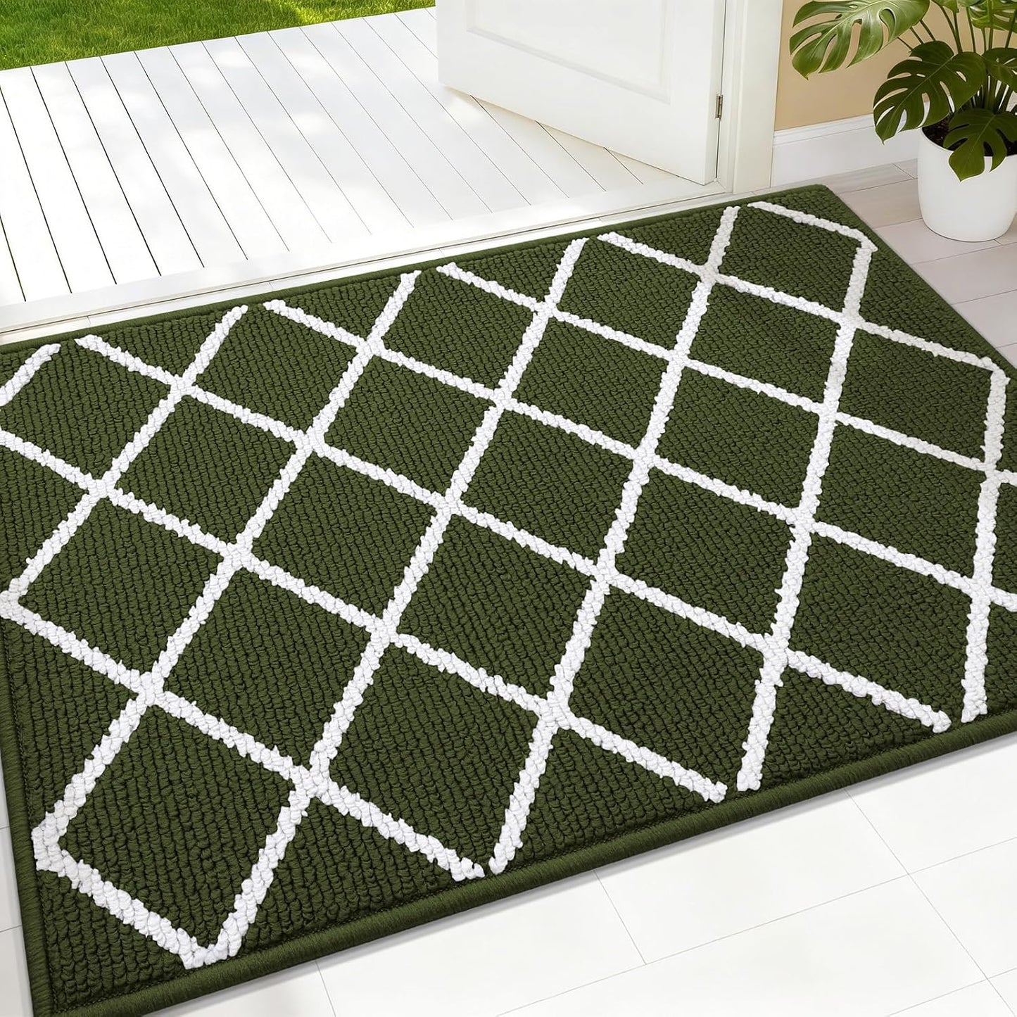 Finchitty Indoor Door Mat, Dirt Resistant and Absorbent, Low-Profile, Non-Slip, Washable Inside Floor Mats for Front Door, Back, and Entrance, 32" x 20", Grey