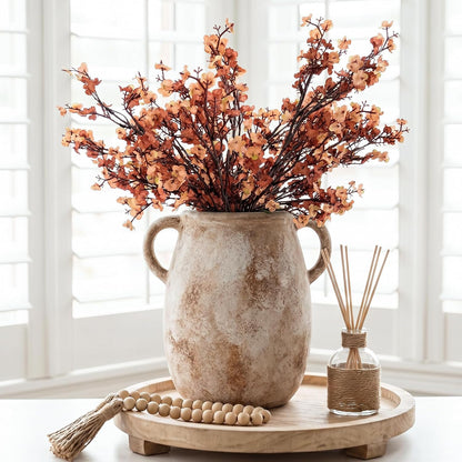 CUCUMI Ceramic Vase Set of 5, Home Decor Farmhouse Décor Handmade Pottery Vases for Pampas Grass, Dried Fresh Flowers, Table, Living Room, Kitchen, Shelf, Entryway Mantel Neutral Tones