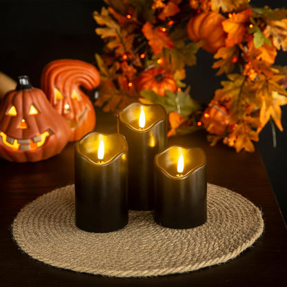 LUSHARBOR Flameless Candles with Remote, 3 Pack Battery Operated Candles Flickering Real Wax LED Fake Pillar Candles with Timer for Wedding Home Party, White