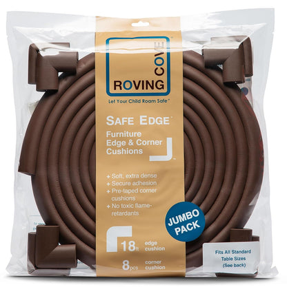 Roving Cove Slimfit Corner Edge Protector for Baby Proofing (Small 15ft Edge 4 Corners), Furniture Safety Bumper Guard, Soft NBR Rubber Foam, 3M Adhesive, Oyster White (Off White)