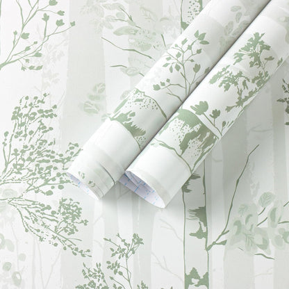 Safiyya Peel and Stick Wallpaper Beige Forest Contact Paper 17.3" x 118" Vintage Tree Wall Paper Renter Friendly Self Adhesive Removable Wallpaper for Bathroom Vinyl Off-White