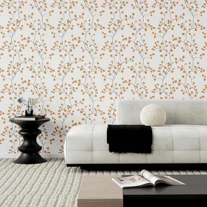 GloryTik Floral Peel and Stick Wallpaper, Removable Blue Floral Contact Paper, Self Adhesive Renter Friendly Wallpaper for Bedroom Living Room Bathroom (17.3" x 78.7")