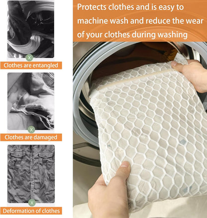 6 Pack Laundry Bag, Durable Honeycomb Mesh Laundry Bags Suitable for Delicate Clothes Washing (3 Large, 3 Medium) Beige