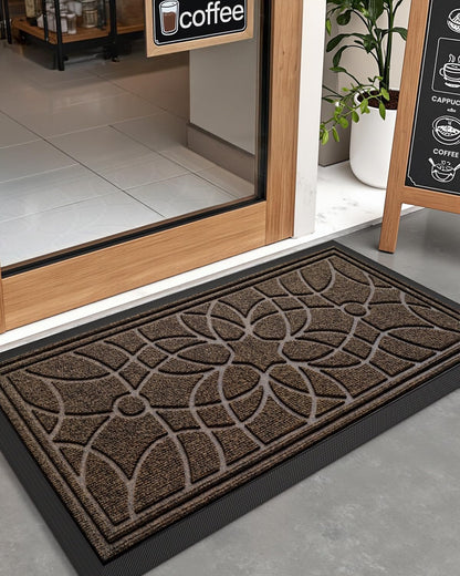 DEXI Front Door Mat Outside Entrance, Heavy Duty Non Slip Low Profile Doormat for Entryway, Trap Dirt and Moisture Welcome Mats, Easy Clean, Patio, Garage, 3x2, Blue