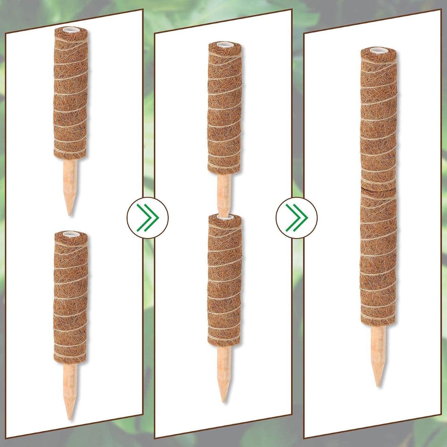Augshy Moss Pole, 27 Inch Moss Poles - 2Pcs 17 Inch Plant Stakes Moss Sticks for Monstera Indoor Creepers Plant Support Extension Climbing Plants