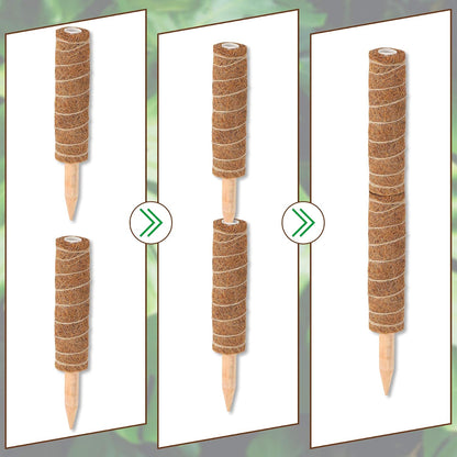 Augshy Moss Pole, 27 Inch Moss Poles - 2Pcs 17 Inch Plant Stakes Moss Sticks for Monstera Indoor Creepers Plant Support Extension Climbing Plants