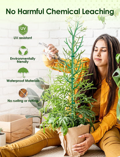 NiHome Comprehensive Plant Support Stake Set of 6 - Durable, UV Resistant 39.5" Stakes with Extension Poles, Orchid Clips & Plant Ties for Climbing Indoor & Outdoor Plants, Monstera, Pothos & More