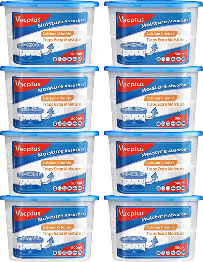 Vacplus Moisture Absorbers - Dehumidifiers for Closet, Efficient Humidity Absorber Boxes Collect Excess Moisture for Bathroom, Kitchen, Study, Fragrance-Free, 3 Pack