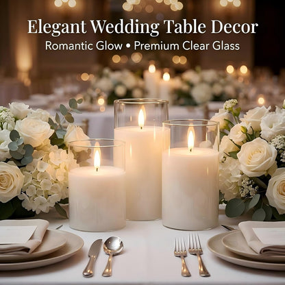 ANGELLOONG Flickering Flameless Candles, Realistic Battery Operated Candles with Remote and Timer, Set of 3 LED Candles for Room Fall Home Wedding Decor Centerpieces Table Party Valentines Decorations