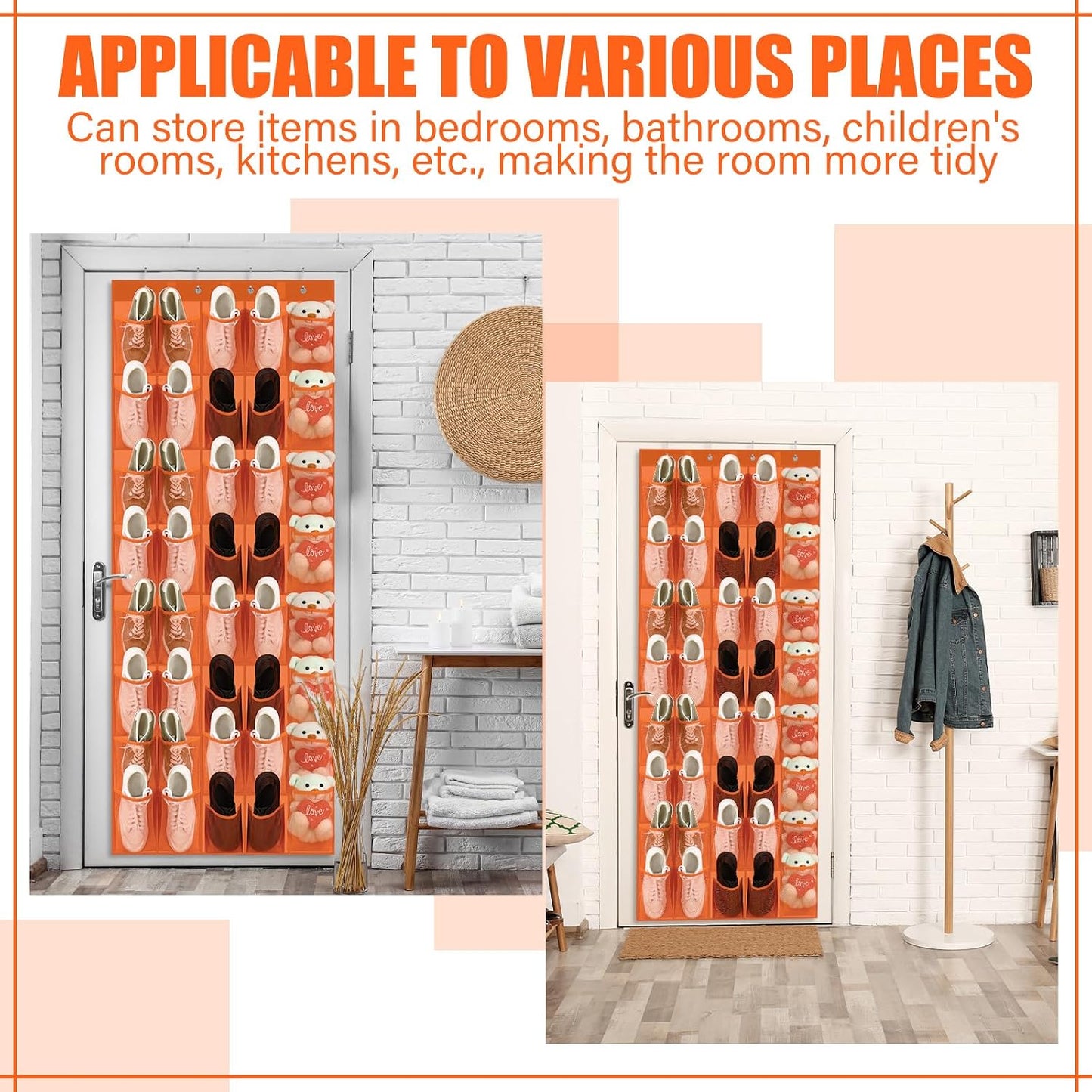Windyun 40 Over The Door Shoe Organizer, Large Mesh Pocket Hanging Shoe Rack Hanger Large Capacity Gray Behind The Door Storage Holder for Dorm College Closet Entryway Bedroom Utility Room Women Men