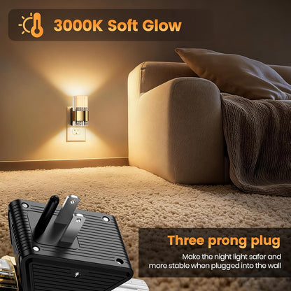 LED Night Light, Dimmable Night Lights Plug into Wall [1-Pack], Acrylic Motion Sensor Nightlight, Adjustable Wall Lights for Bathroom, Hallway, Living Room, 3000K Warm White