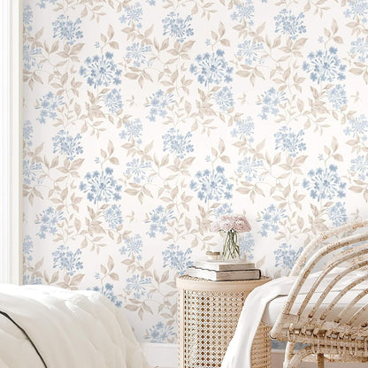 Heroad Peel and Stick Wallpaper Boho Beige Contact Paper Floral Wall Paper Removable Self Adhesive Wallpaper for Cabinet Bedroom Living Room Entryway Walls Bathroom Waterproof Vinyl Roll 17.3''x78.7''