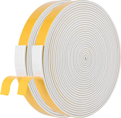 Self Adhesive Foam Tape Weatherstrip 1/2in x 1/4in x 42Ft High Density Foam Insulation Strips Foam Seal Weather Stripping with Strong Adhesive for Door and Window Sound Isolation Soundproofing, White