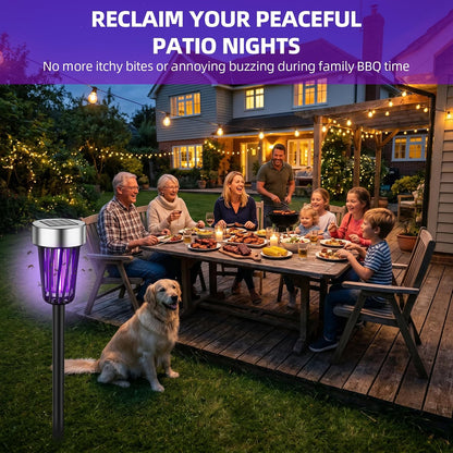 2026 Solar Bug Zapper Outdoor Waterproof Mosquito Repellent Outdoor Patio Mosquito Trap & Killer for Garden, Farm, Backyard, Solar Powered Fly Zapper for Small Flying Insect, Flies, Gnats, Moths(4)