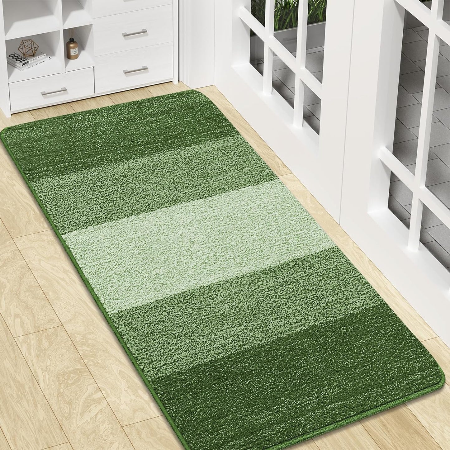Kitinjoy Indoor Outdoor Door Mat, 32x20 Non-Slip Absorbent Dirt Trapper, Low-Profile Washable Inside Entrance Front Floor Mat, Sturdy Soft Entry Doormats for Entryway, Grey