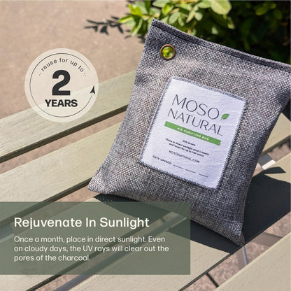 Moso Natural Air Purifying Bag 200g (3 Pack) HGTV Editor's Pick | Premium Bamboo Charcoal Odor Absorber for Home & Car | Closet Odor Eliminator & Car Air Freshener | Long Lasting Charcoal Bags