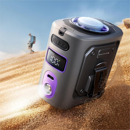 MUXNW High-Speed Waist Fan with Ice Cooling, Clip On Belt Fan | 8000mAh battery, 14000RPM, 5-speed. LED light, 24H. Ice-cooling plate. For construction, jobsite, camping