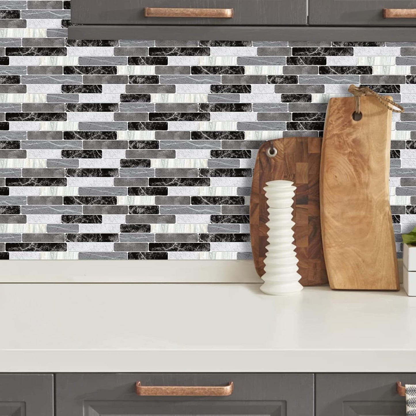 WENMER Kitchen Peel and Stick Backsplash Wallpaper, Waterproof Bathroom Wall Paper, Self Adhesive Removable Wallpaper for Kitchen Backsplash, Tile Contact Paper for Countertop, 17.7"x 118"