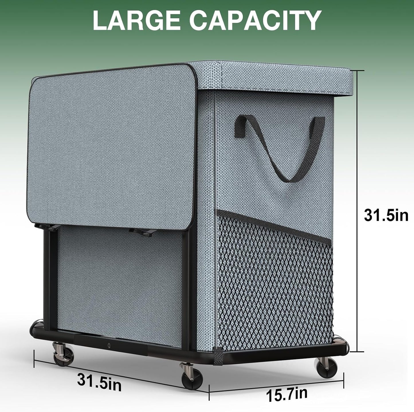 60 Gal(230L) Laundry Basket with Lid, Rolling Laundry Hamper with Wheels, Dirty Clothes Hamper with Metal Frame and Removable Bag Design, Suitable for Laundry Room, Bedroom (Black, 3 Section 230L)