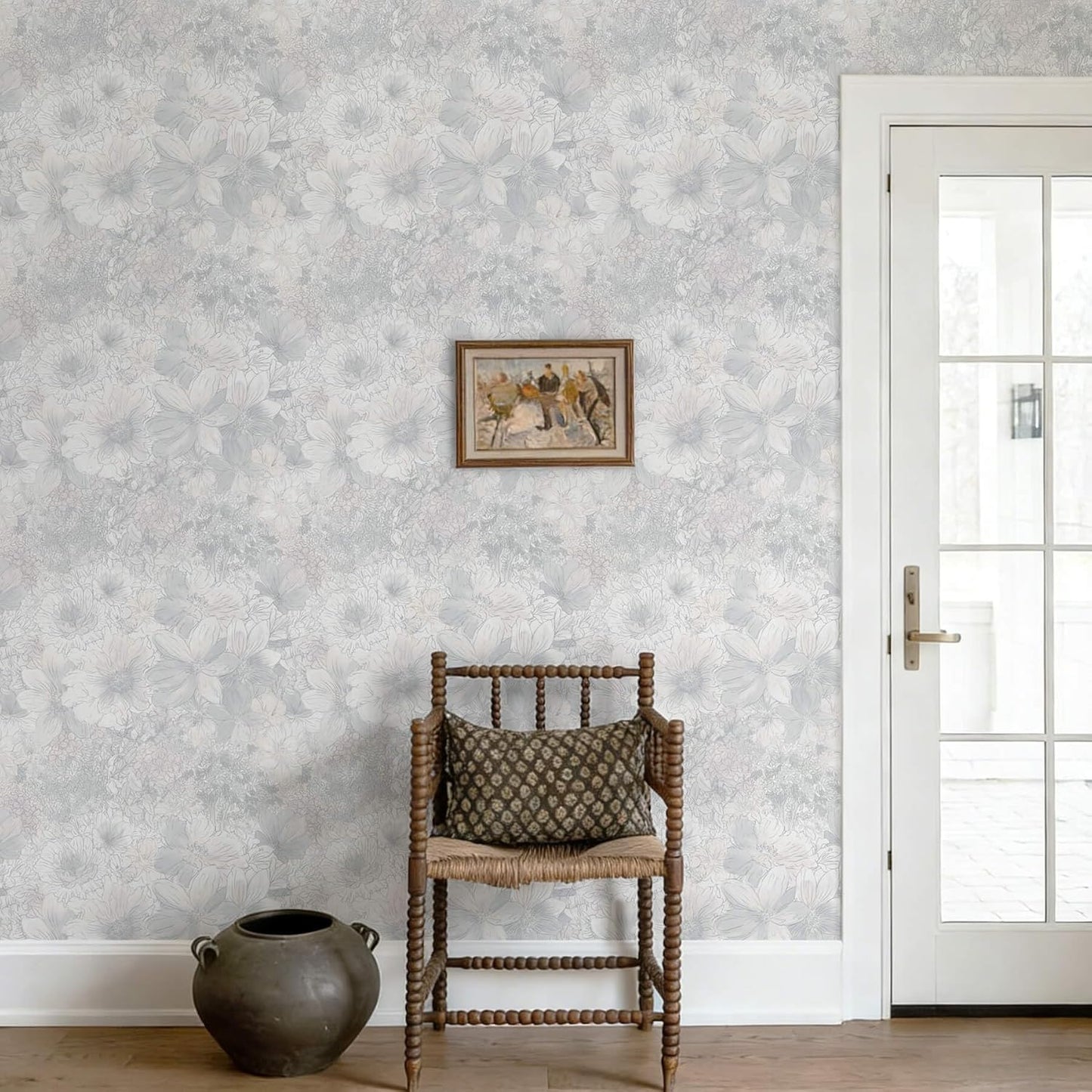 Heroad Peel and Stick Wallpaper Boho Beige Contact Paper Floral Wall Paper Removable Self Adhesive Wallpaper for Cabinet Bedroom Living Room Entryway Walls Bathroom Waterproof Vinyl Roll 17.3''x78.7''