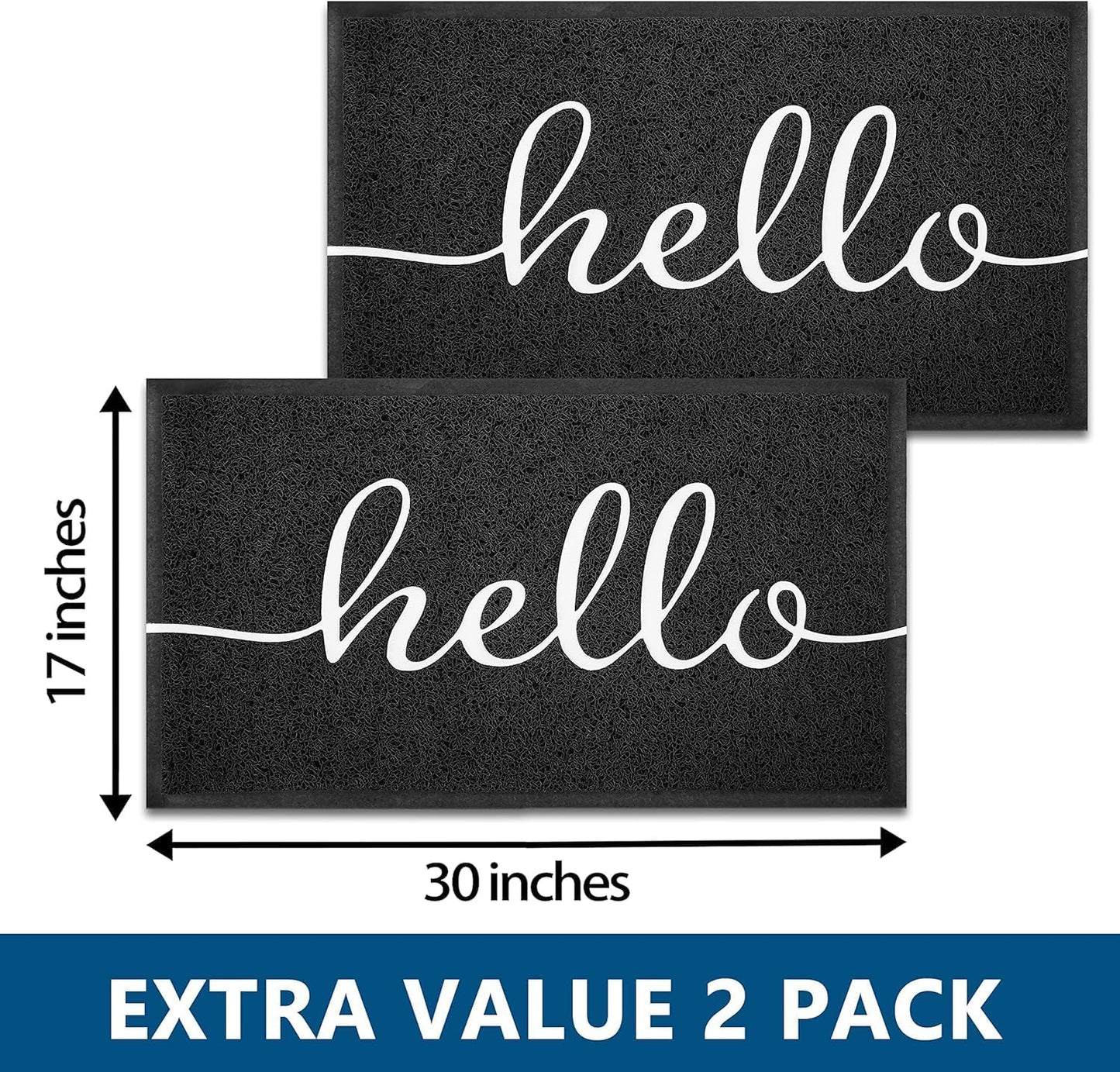 EARTHALL Door Mat Outside Inside Home Doormat, 30"x17.5", Durable Floor Mat Non Slip Mat Ultra Absorb Mud Easy Clean Front Doormat for Garage, Entryway, Patio, High Traffic Areas, Black