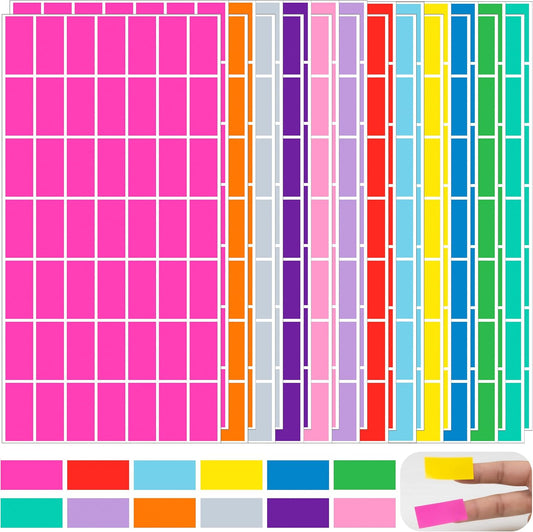 YSHIHE Colored Label Stickers,1.57" x 0.75" Color Coding Sticker 1176 PCS | 12 Assorted Colors Rectangular Labels for Inventory Organize, File Classification,planner,file folders