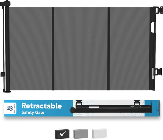 Baby Proof Me Retractable Baby Gate for Stairs & Doorways - 71” Wide Mesh Safety Gate for Toddlers, Dogs & Pets - Indoor/Outdoor Retractable Dog Gate for Hallways, Deck, Porch - Easy Installation