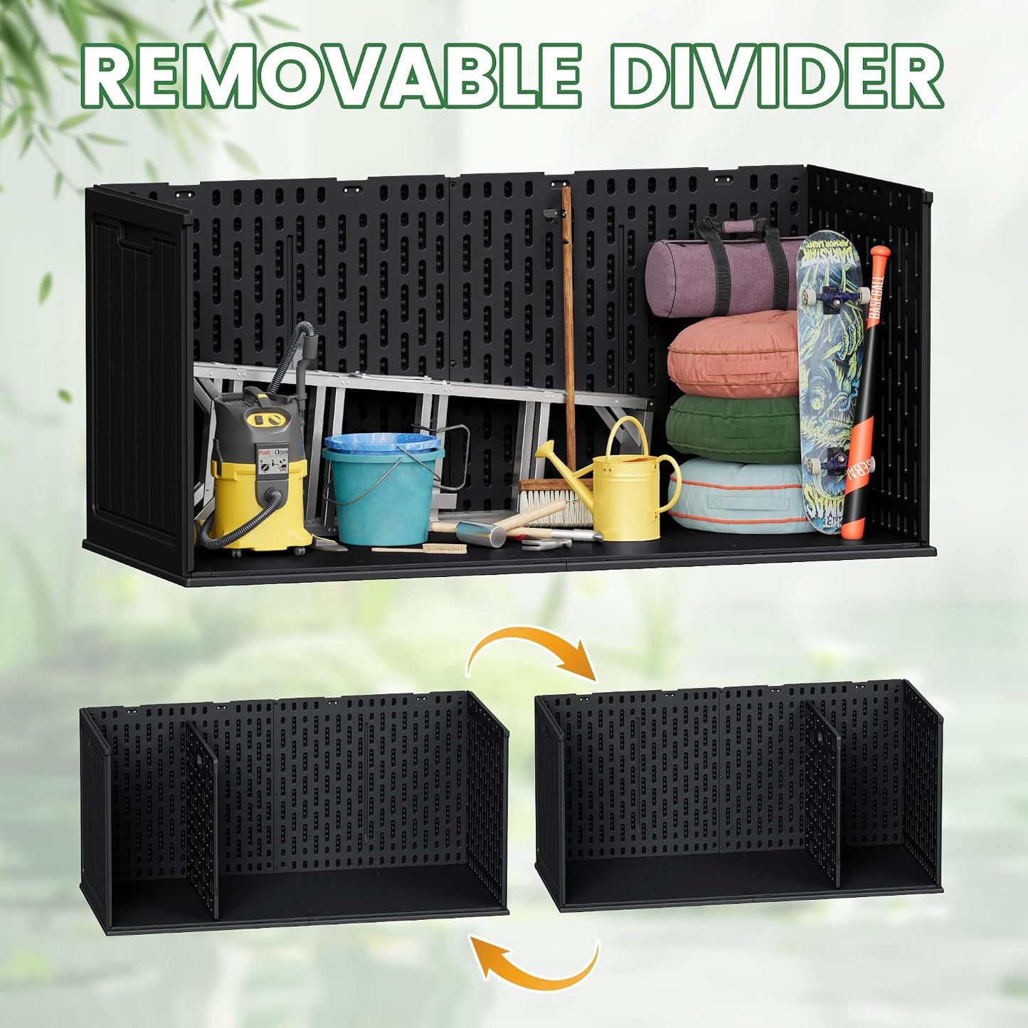 Devoko 30 Gallon Resin Deck Box Waterproof Outdoor Storage Box for Patio Furniture Pool Accessories Indoor Storage for Cushion Garden Tools (30 Gallon, Black)