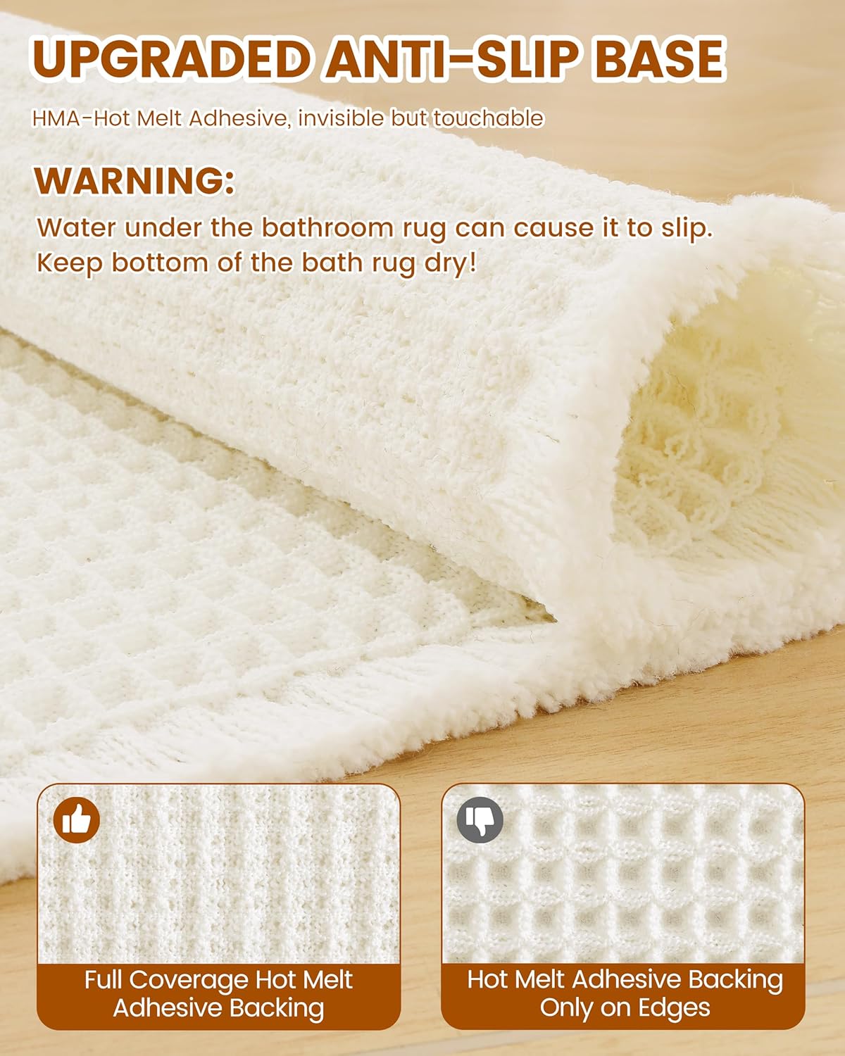 Smiry Waffle Bath Mat 30x20, Extra Soft Absorbent Bathroom Rugs, Non Slip Machine Washable Quick Dry Bath Rugs for Bathroom Floor, Tub, Shower, Home Decor Accessories, Brown