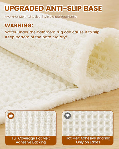 Smiry Waffle Bath Mat 30x20, Extra Soft Absorbent Bathroom Rugs, Non Slip Machine Washable Quick Dry Bath Rugs for Bathroom Floor, Tub, Shower, Home Decor Accessories, Brown