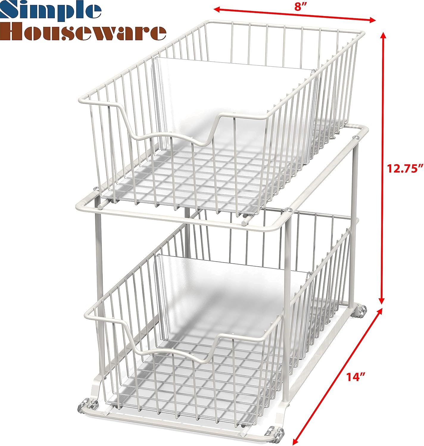 SimpleHouseware 2 Tier Cabinet Wire Basket Drawer Organizer, Brown