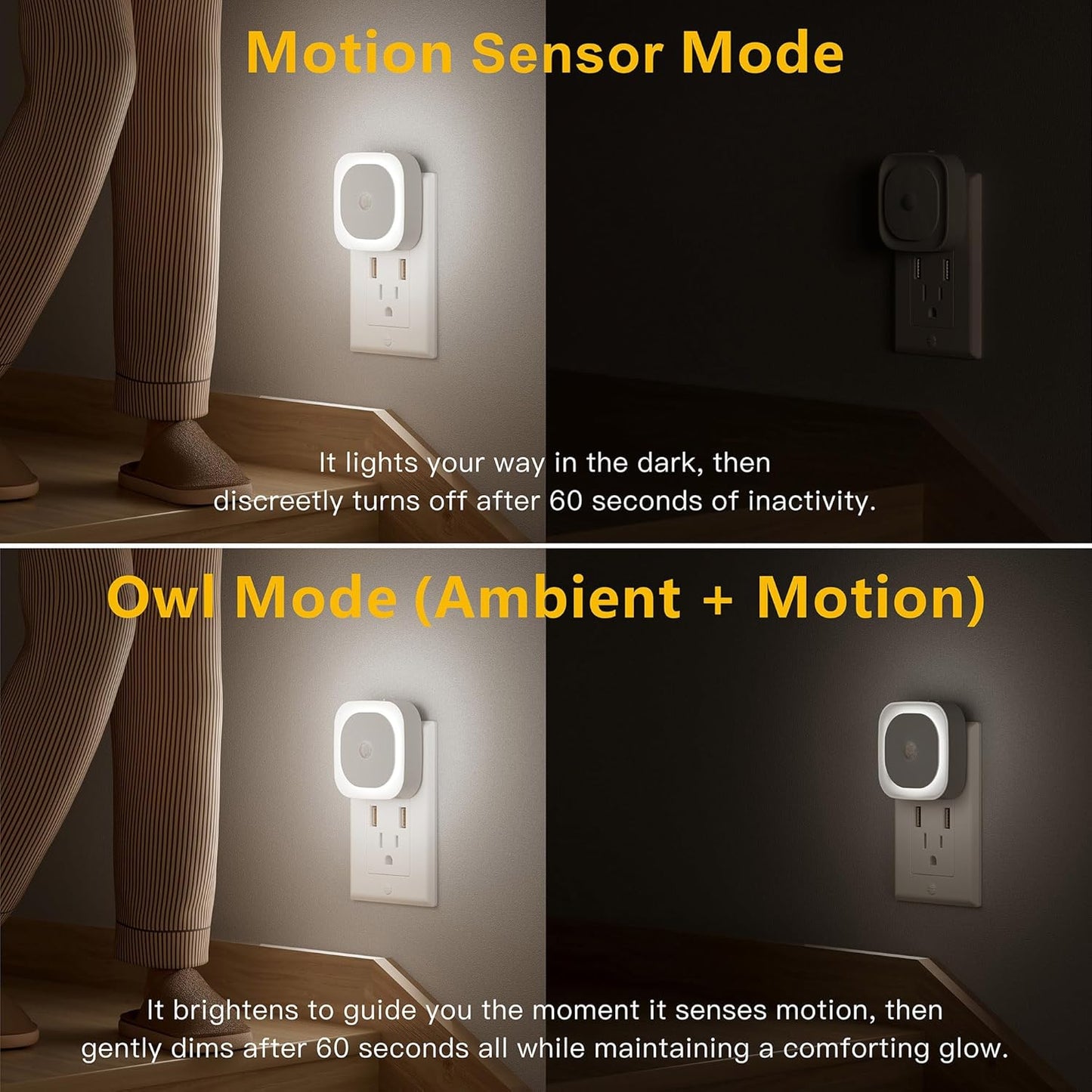 YUNLEX 2 Pack Plug in Red Sleep Night Light with Motion Sensor & Dusk to Dawn Sensor, Soft Glow, 0% Blue Light, Dimmable, Auto On/Off, LED Lights for Bedroom, Kids, Bathroom, Hallway, as Mother Gifts