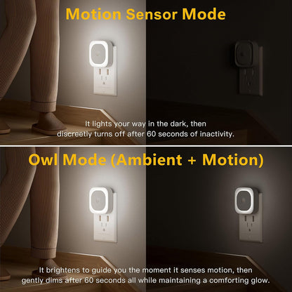 YUNLEX 2 Pack Plug in Red Sleep Night Light with Motion Sensor & Dusk to Dawn Sensor, Soft Glow, 0% Blue Light, Dimmable, Auto On/Off, LED Lights for Bedroom, Kids, Bathroom, Hallway, as Mother Gifts
