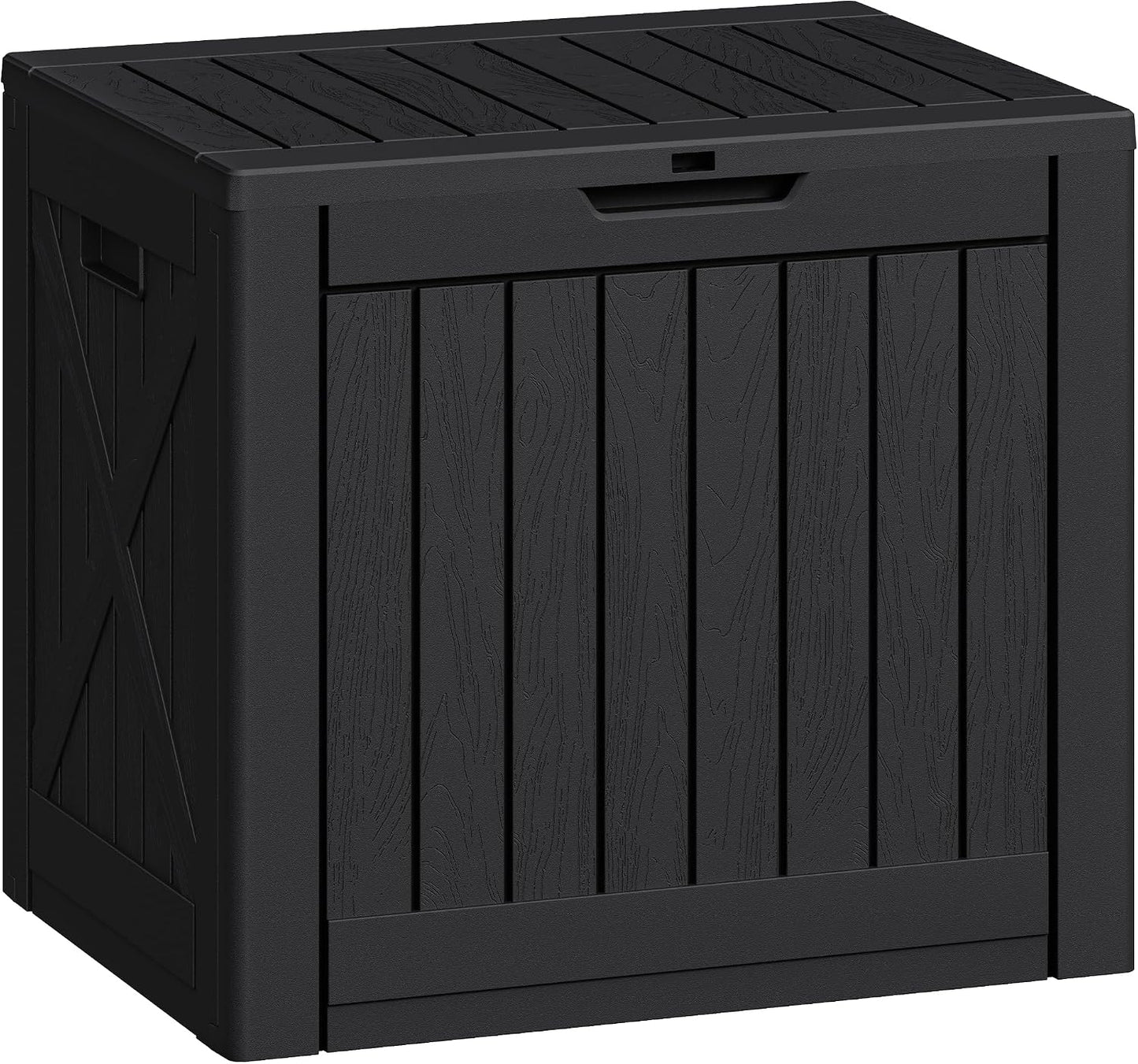 Greesum Outdoor Storage Box 31 Gallon Storage Box with Lid for Patio Furniture, Garden Tools, Pool Supplies, Waterproof and UV Resistant, Lockable, Dark Black