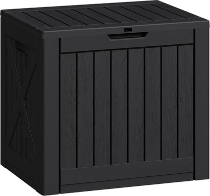 Greesum Outdoor Storage Box 31 Gallon Storage Box with Lid for Patio Furniture, Garden Tools, Pool Supplies, Waterproof and UV Resistant, Lockable, Dark Black