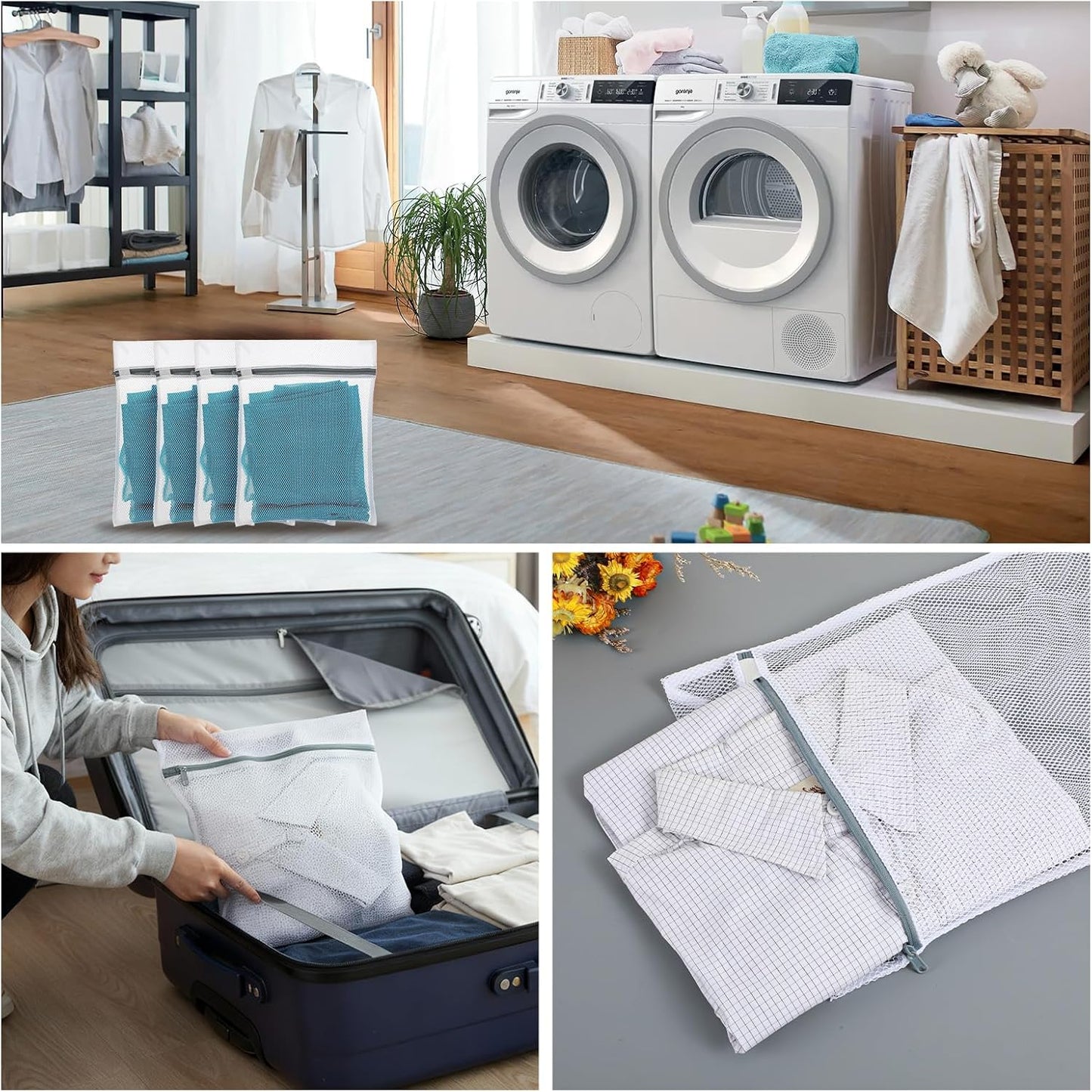 4Pcs Mesh Laundry Bags for Delicates 30x20cm Small Mini Durable Lingerie Bags for Washing Machine Delicates Laundry Bag for Lingerie Underwear Socks Baby Clothes Travel 11.8 x 7.87 Inches