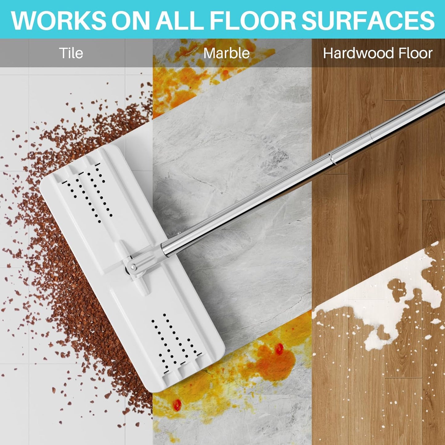 JOYMOOP Mop and Bucket Set, Flat Mops for Floor & Wall Cleaning, Commercial & Household Use, Hardwood Floor Mop with Long Handle & 4 Microfiber Pads