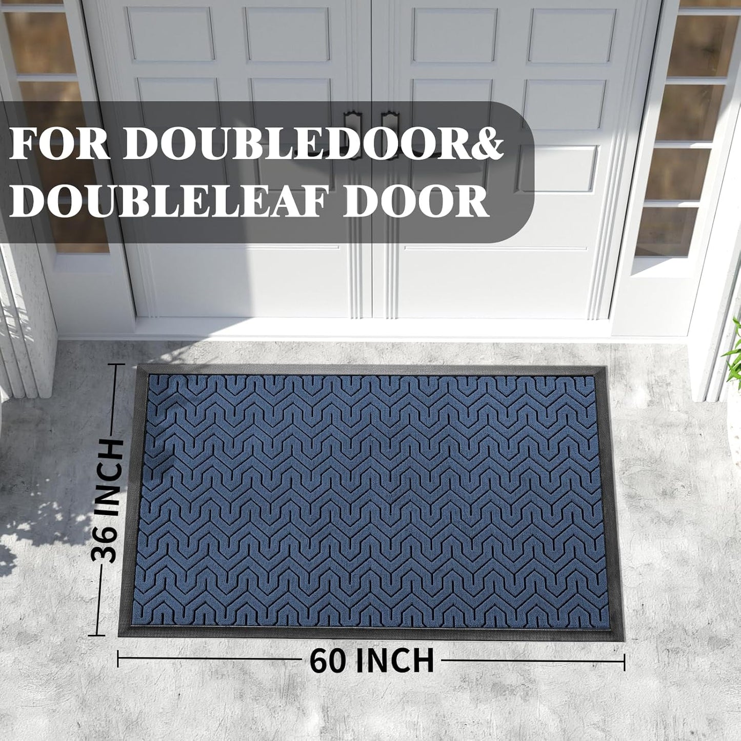 Yimobra Front Door Mat Outside Entrance 29.5x17, Waterproof Heavy Duty Outdoor Mats for Front Door, Non Slip Rubber Entry Mat for Garage Patio Indoor, Grey
