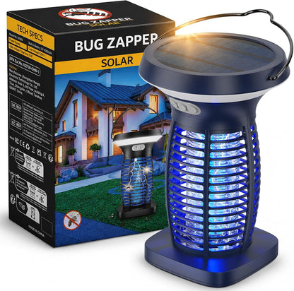 OnBeam Solar Bug Zapper Outdoor, 4200V Electric Mosquito Killer for Patio | Solar & USB-C Charging, IPX5 Waterproof, Auto Mode, SOS Light, Indoor Fly Trap for Home, Backyard, Garden, Camping