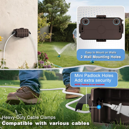 FLEMOON IP55 Outdoor Electrical Box Waterproof with Detachable Awning Covers, 7.1 * 3.9 * 2.4 inch Weatherproof Extension Cord Cover, Easy Installation for Outdoor Plug, Outlet, String Lights, Black
