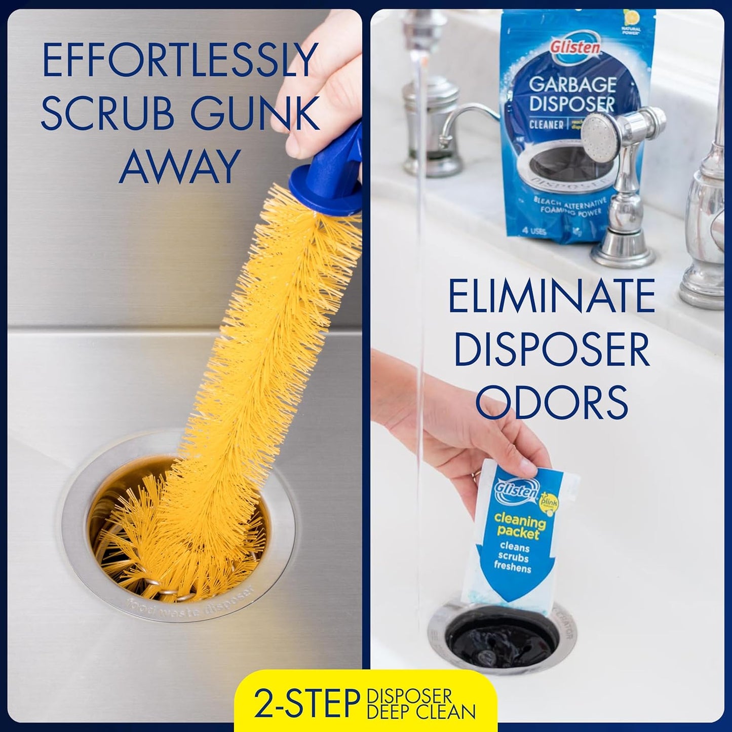 Mr. Scrappy Universal Garbage Disposal Brush, Sturdy Grip Handle, 11-Inches,Yellow