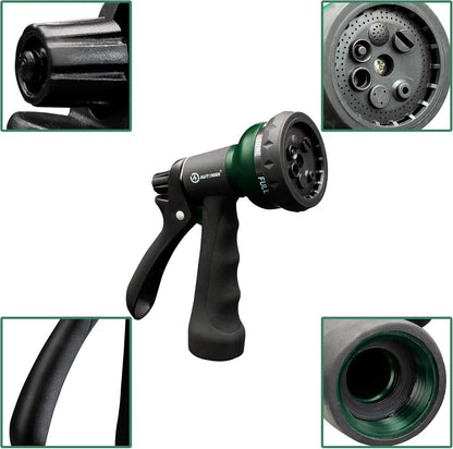 AUTOMAN Garden Hose Nozzle - 2 Pack, 100% Metal High Pressure Spray Nozzle, Labor-Saving Design, Heavy Duty for Garden Watering, Car Washing, Window Cleaning, Pets Bathing