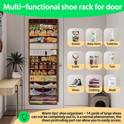 PAULONE 12 Pocket Over the Door Shoe Organizer,Reusable Breathable Large Mesh Bag Men's & Women's Sneaker Organizer,Shoe Organizer for Kids,Hanging Shoe Storage Hanging Bag (White)