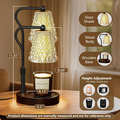Candle Warmer Lamp with Timer Dimmer, Birthday Gifts for Women Mom, Height Adjustable Wax Melt Warmer for Jar Candles with 2 Bulbs, House Warming Gifts New Home Decor