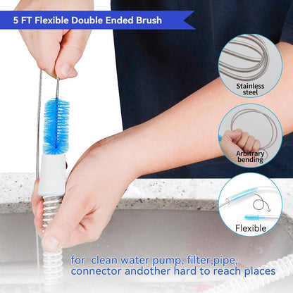12 Pcs Tube Pipe Cleaners Brush Set,Flexible Drain Brush,Long Straw Brush,61-inch Flexible Double-Ended Hose Brush,8.2-inch Different Diameters Brush,12-inch Brass Wire Brush,for Kitchen Sink Plumbing