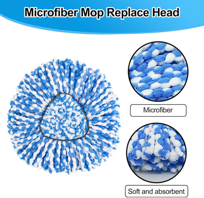 Spin Mop Handle,Mop Replace Heads,Brush and Base Compatible with O Cedar EasyWring 1 Tank,2 Microfiber Mop Refills and Brush,4-Section 30-58" Mop Handle,Mop Base Combo Set for Wet/Dry Floor Cleaning
