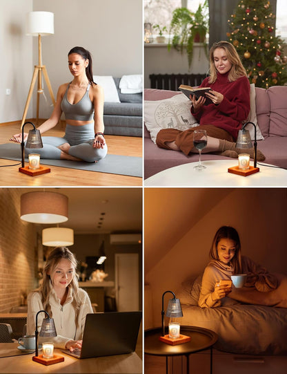 Candle Warmer Lamp with Timer, Dimmable Candle Warmer for Home Decor, Birthday Gifts for Women Mom, Adjustable Height Wax Melt Warmer with 2 Bulbs
